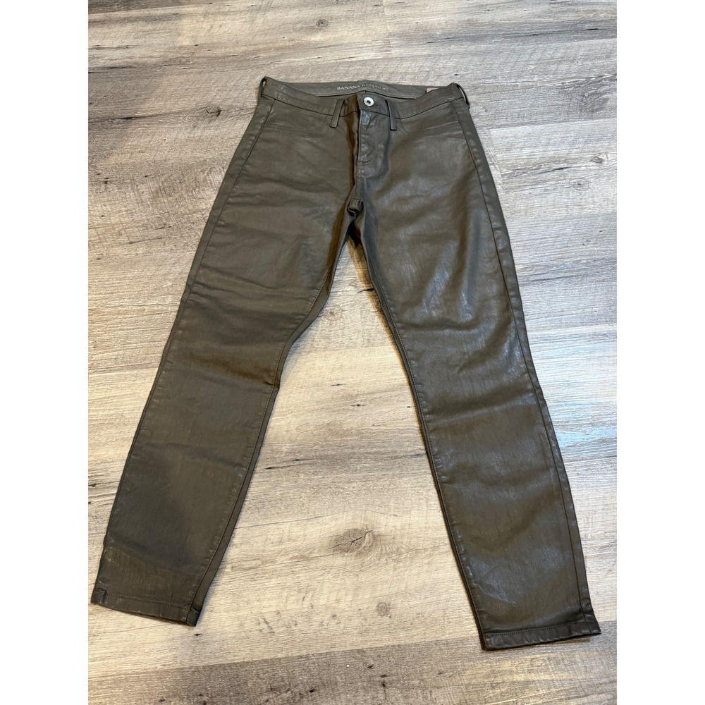 Banana‎ Republic Coated Skinny Pants Khaki Olive Green Size 25P